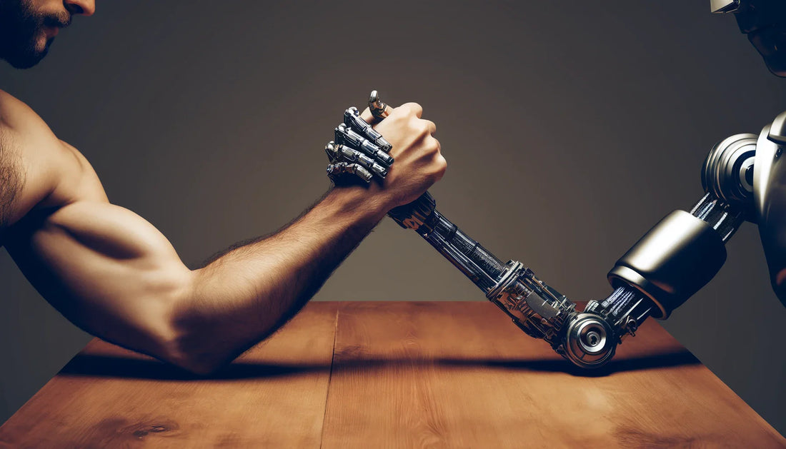 human and robot arm wrestling